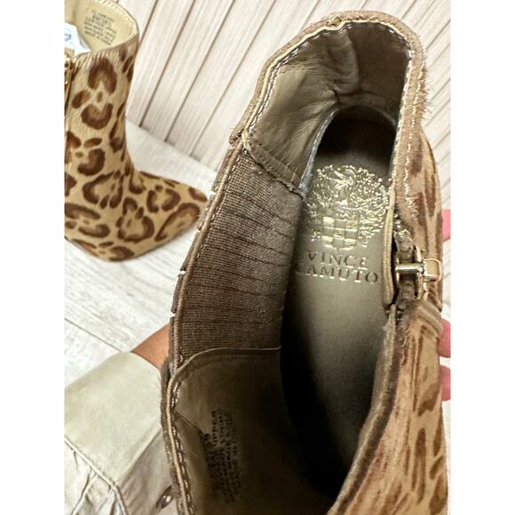 Vince Camuto Womens Ambind Ankle Boots Stiletto Cow Hair Leopard Zip Up 8M - Picture 15 of 15